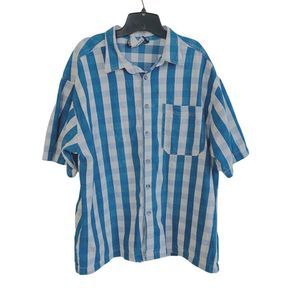 Interstate Mens Button-up Shirt Size XL Striped Blue and White Made in USA